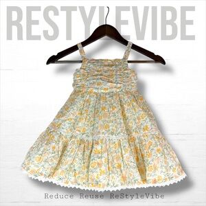 HAUTE HIPPIE Youth Toddler Girl Size 2T Dress Floral Sundress Ruffles Lace